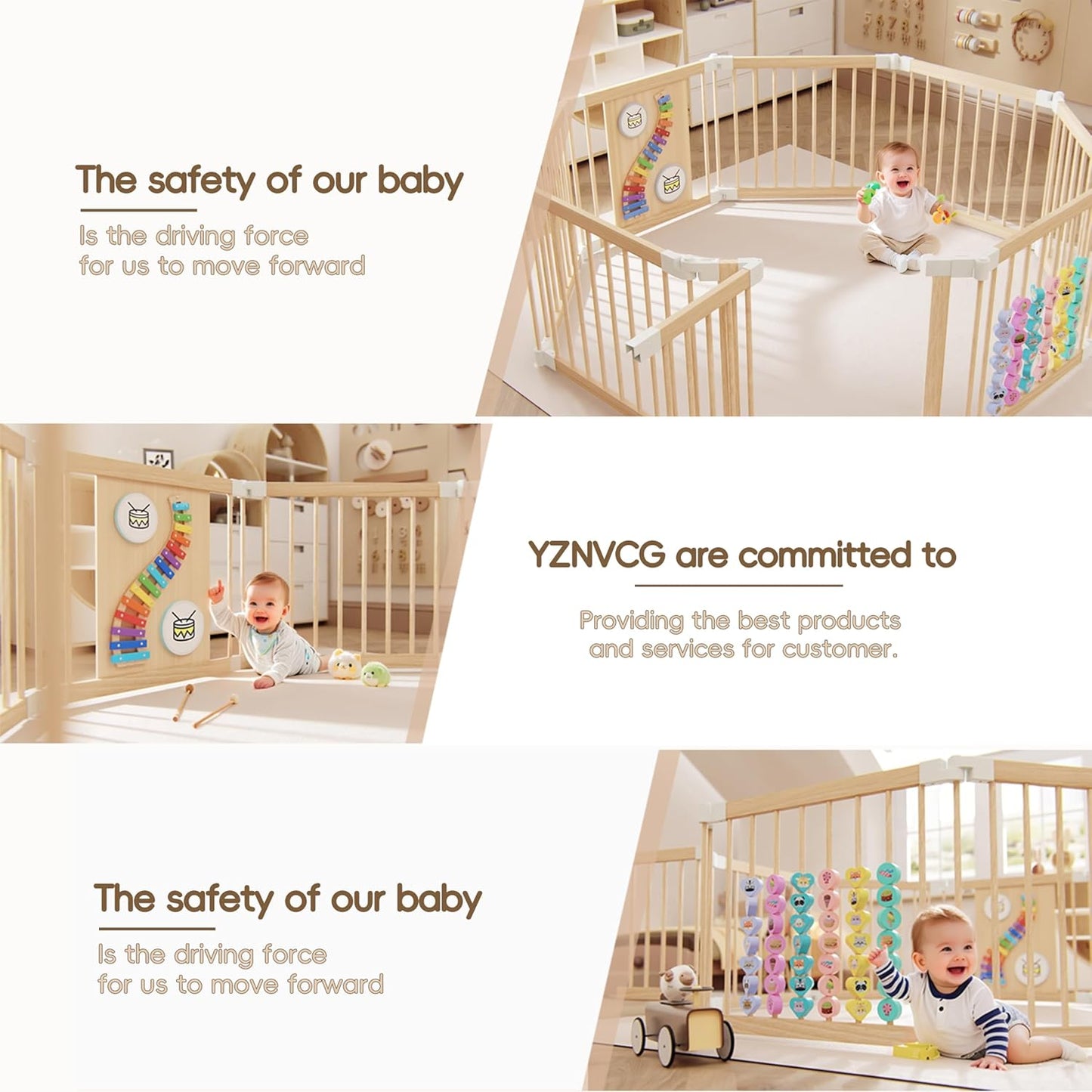 🌟Baby Playpen, Adjustable Shape Play Pen for Toddlers 1-3 Years, Foldable Playpen Large Collapsible Wooden Fence Panels with Toys, Indoor Play Yard for Baby
