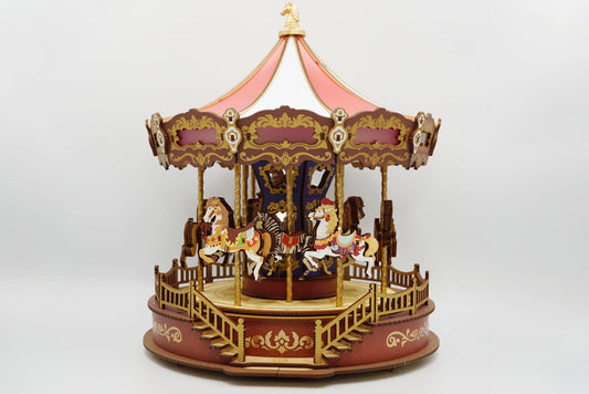 🎠Carousel music box diy handmade decompression octave box,Building block toys