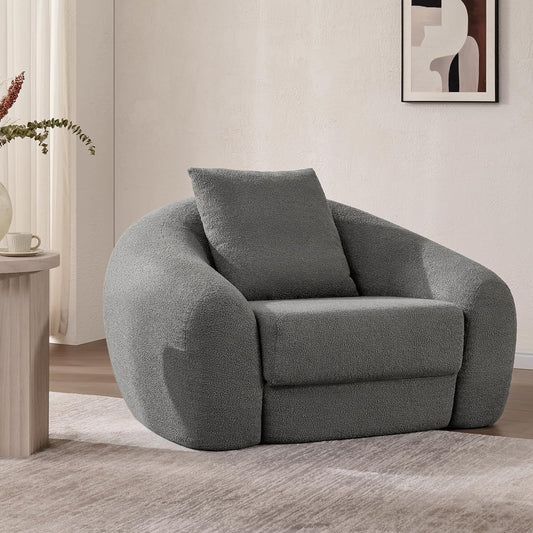 ✨Curved Convertible Sofa Couch Bed for Living Room, Futon Cloud Boneless Sleeper Chair, Pull Out Floor Couch with Deep Seet Single Sofa Foam Lounger, No Assembly for Bedroom Apartment