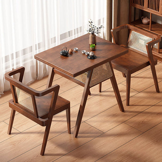 ✨Traditional Japanese Weaving Rattan, Rubber Wood Square Storage-Friendly Coffee Table & Chair Set For Living Room