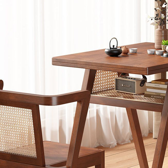 ✨Traditional Japanese Weaving Rattan, Rubber Wood Square Storage-Friendly Coffee Table & Chair Set For Living Room