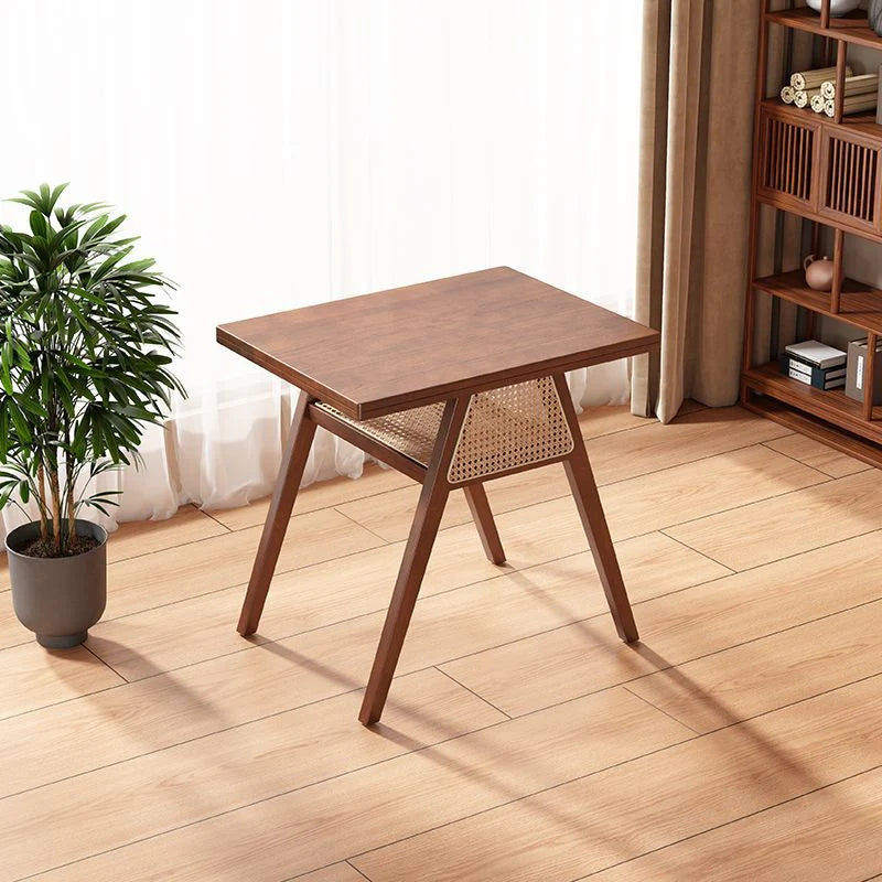 ✨Traditional Japanese Weaving Rattan, Rubber Wood Square Storage-Friendly Coffee Table & Chair Set For Living Room