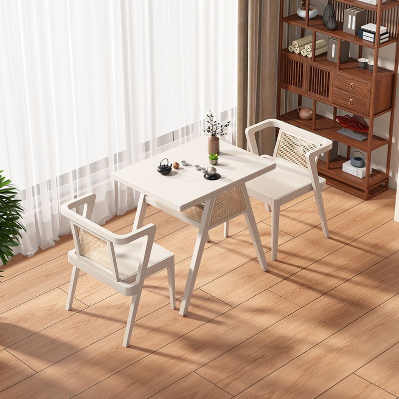 ✨Traditional Japanese Weaving Rattan, Rubber Wood Square Storage-Friendly Coffee Table & Chair Set For Living Room
