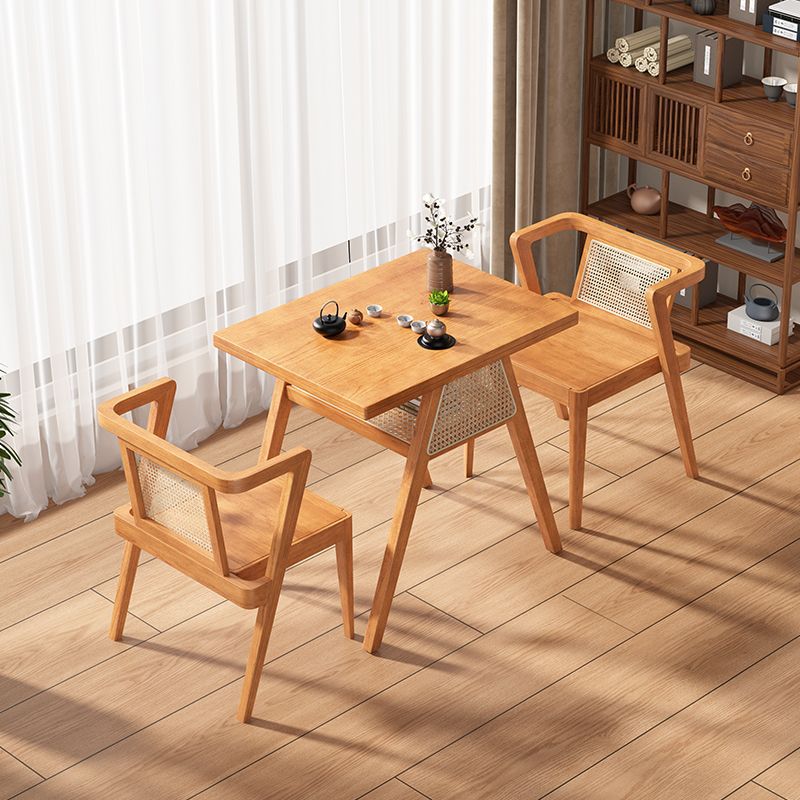 ✨Traditional Japanese Weaving Rattan, Rubber Wood Square Storage-Friendly Coffee Table & Chair Set For Living Room
