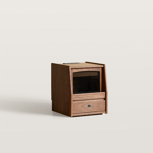 ✨Wooden bedside table, Smart Nightstand with Fingerprint Lock and Charging Station
