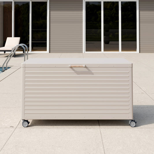 ✨Large Outdoor Metal Deck Box with Wheels, Storage Box with Lid for Patio Furniture, Garden Tools, Outdoor Cushion