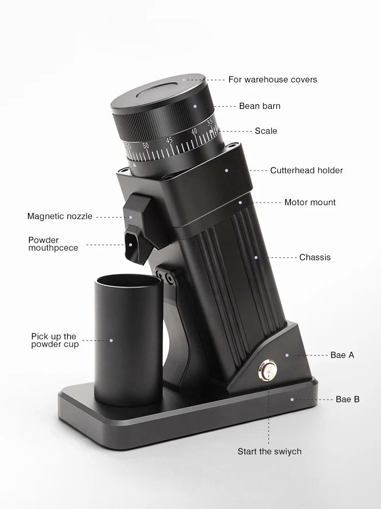 ☕️Small Footprint Electric Bean Grinder, 55mm Cone Burr, 60 Settings for Espresso/Drip/French Press/Cold Brew, Aluminum Housing