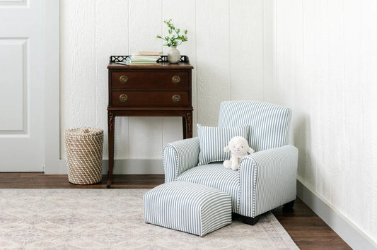 Personalized Kids Rocking Chair / Toddler Chair - Blue/White Striped