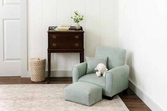 Personalized Child's Upholstered Rocking Chair / Kids Chair - Seafoam Green Suede